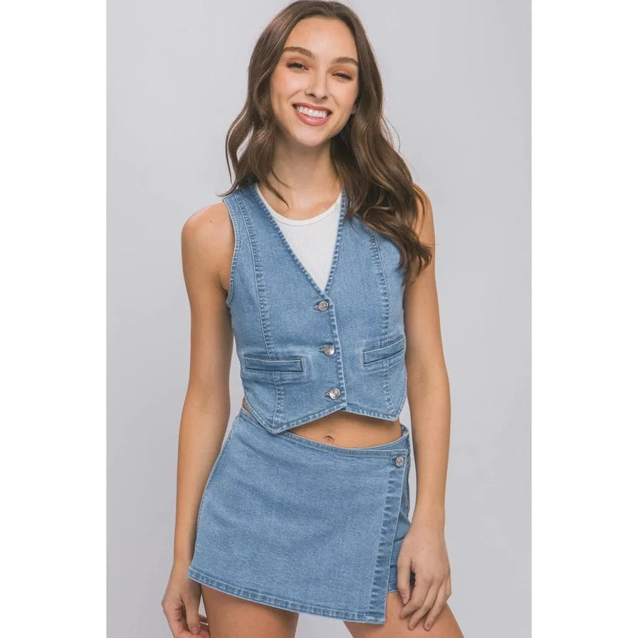 The Classic Women's Denim Cropped Top