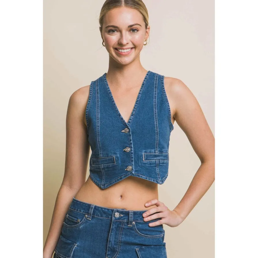 The Classic Women's Denim Cropped Top