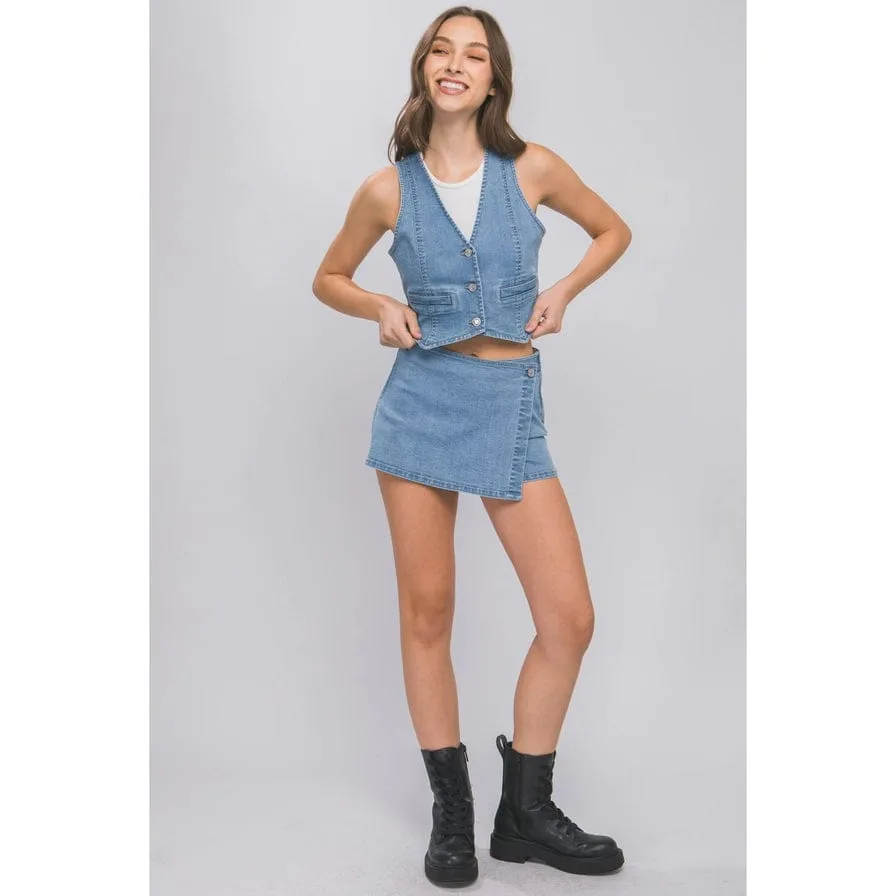 The Classic Women's Denim Cropped Top