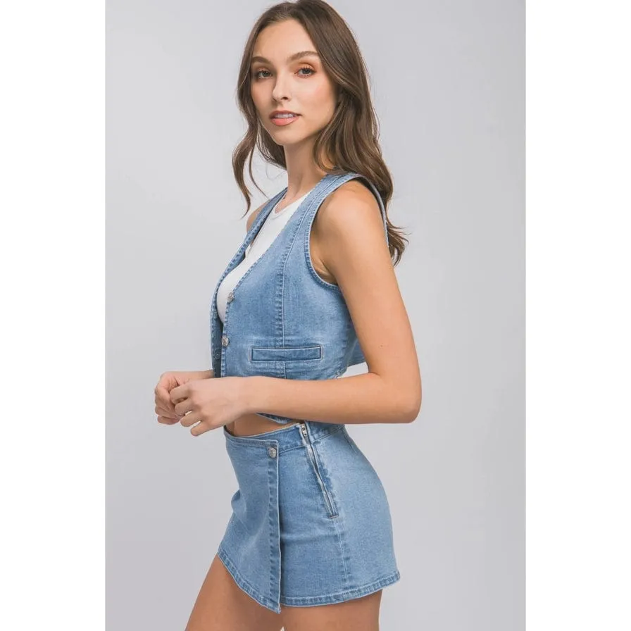 The Classic Women's Denim Cropped Top