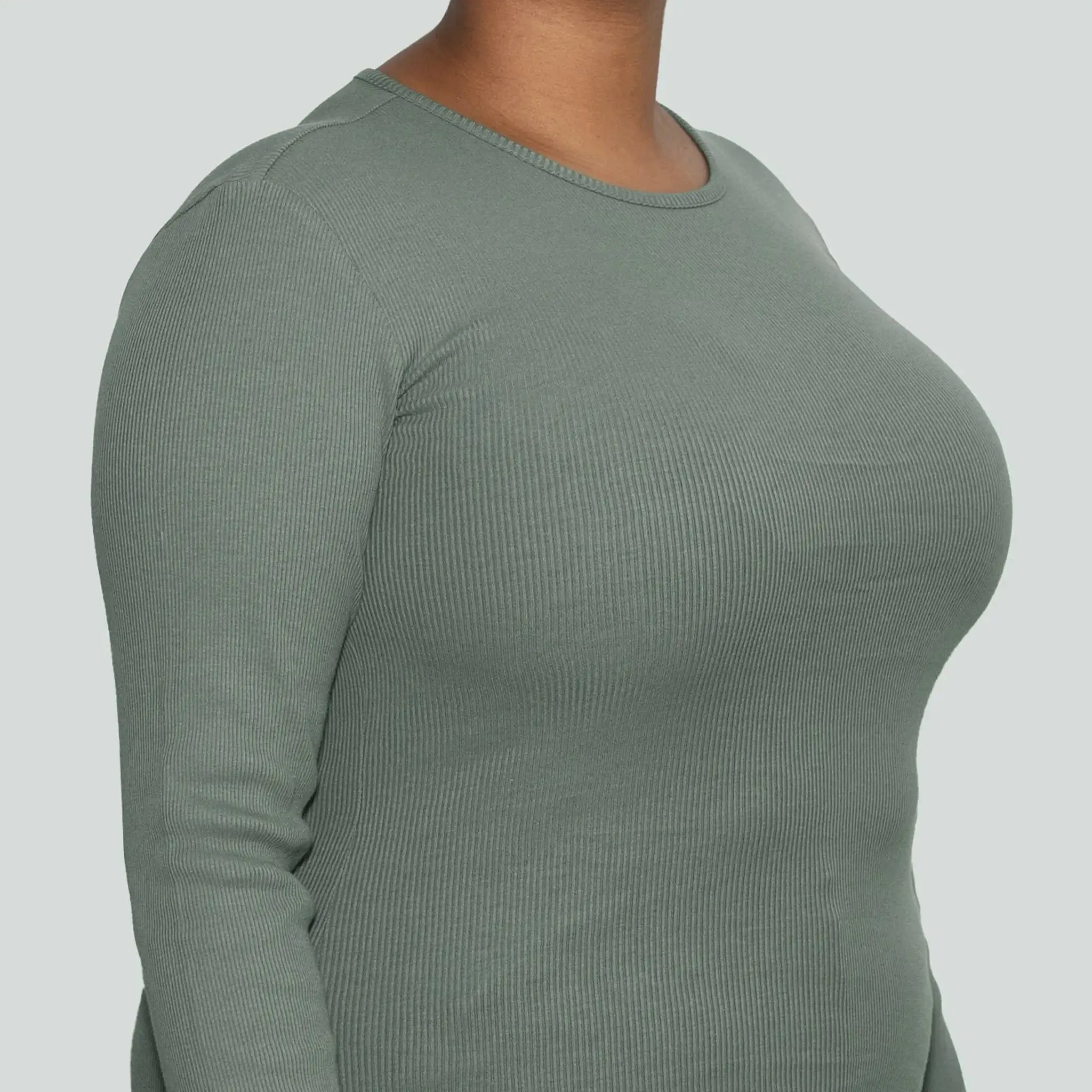 Women’s Recycled Cotton Rib Long Sleeve Top, Sage